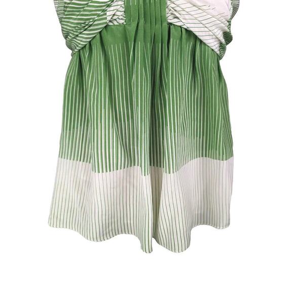 Alice + Olivia Green And White Ombre Silk Ruched Empire Swing Halter TOP Size S - Picture 5 of 14
